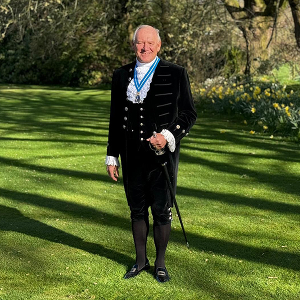 Portrait photo of High Sheriff of Cumbria Chris Holmes DL 2024/2025 in full ceremonial dress